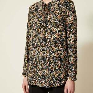 Floral Ditsy Print Long Sleeve Tie Neck Blouse